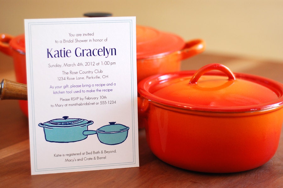 Bridal Shower Invitations - Le Creuset Illustrations - Custom Colors