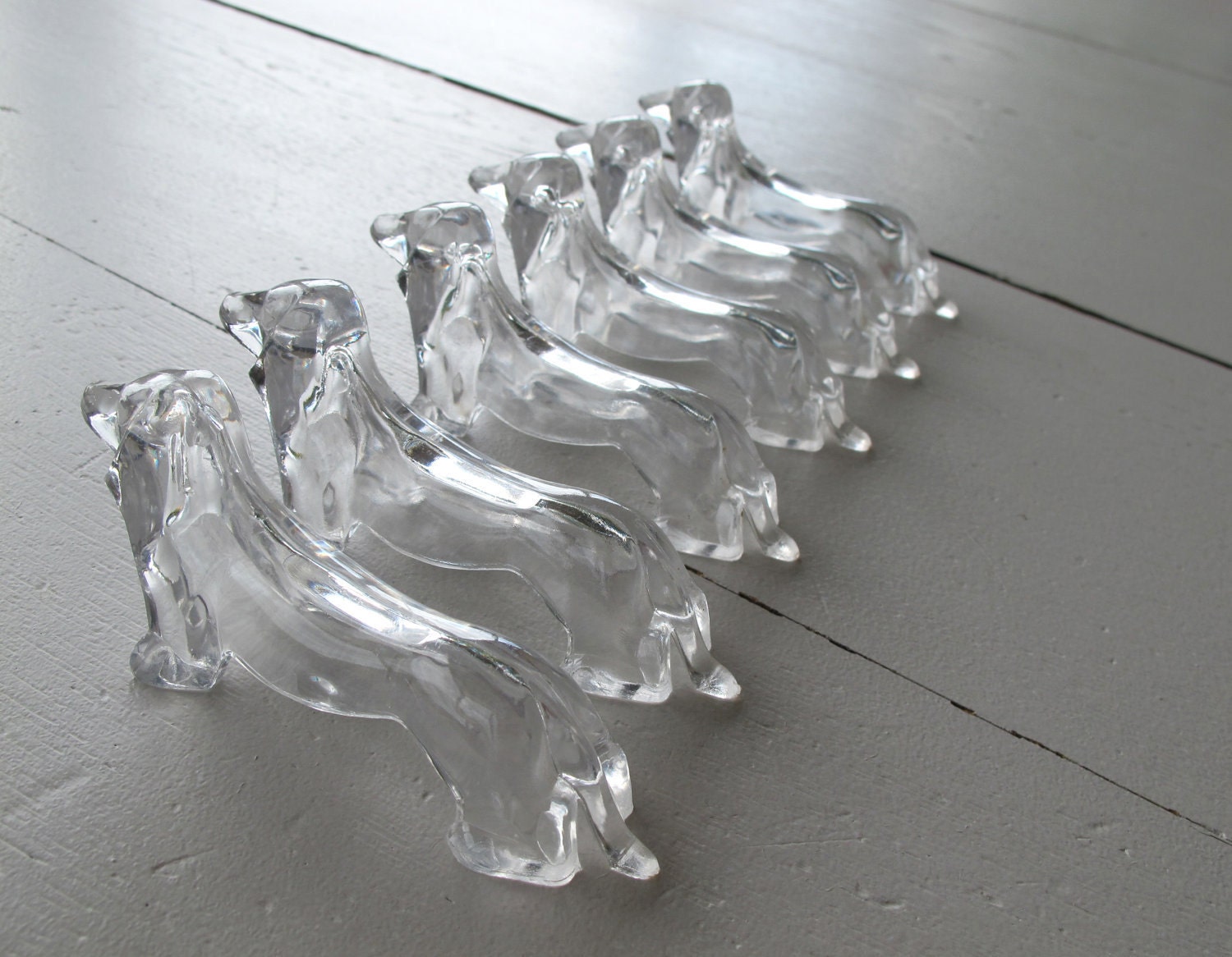 Set of 6  french knife rest shaped dog