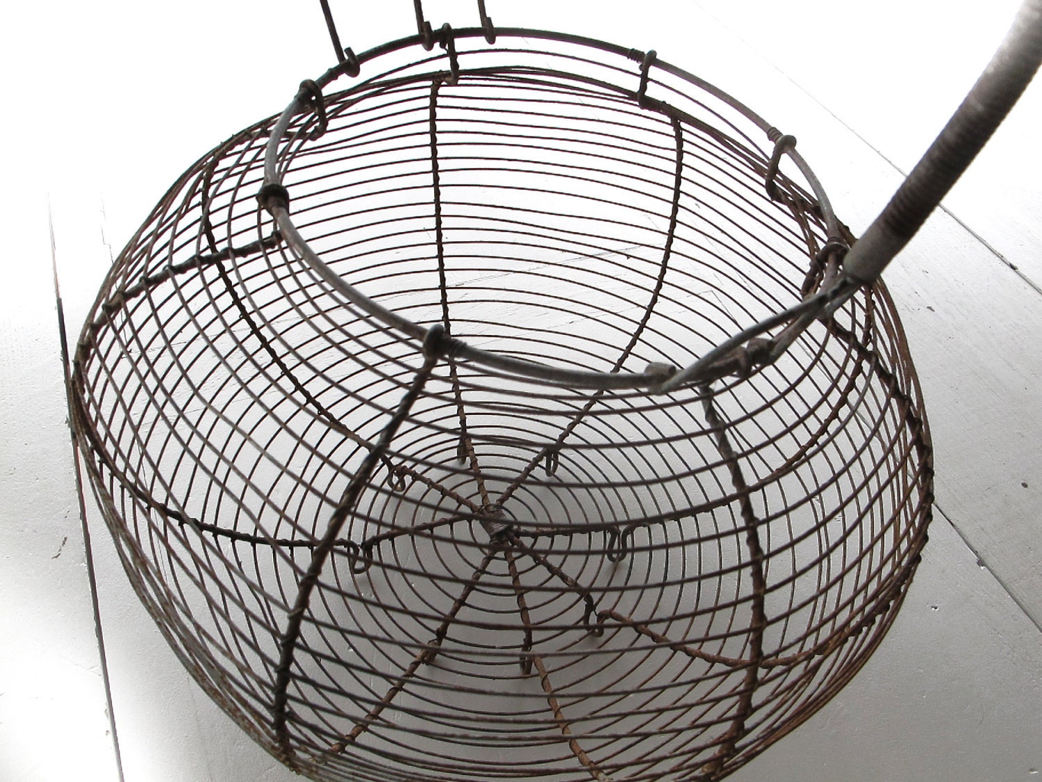EXTRAODINARY GIANT Antique Wire Egg Basket, from an old school restaurant