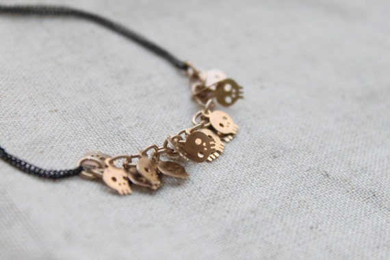 Cute Skull chain with Black chain bracelet - S3193