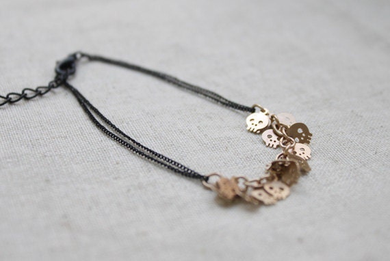 Cute Skull chain with Black chain bracelet - S3193