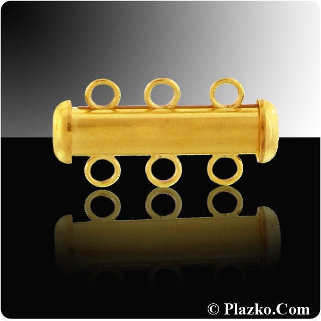 Tube Clasp Multi strand 14kt Gold Filled 20mm 3strand Tube Clasp - 1pc (2223) Bracelet Closures