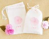 Wedding Favor Bags - Pink "Mum" Flower