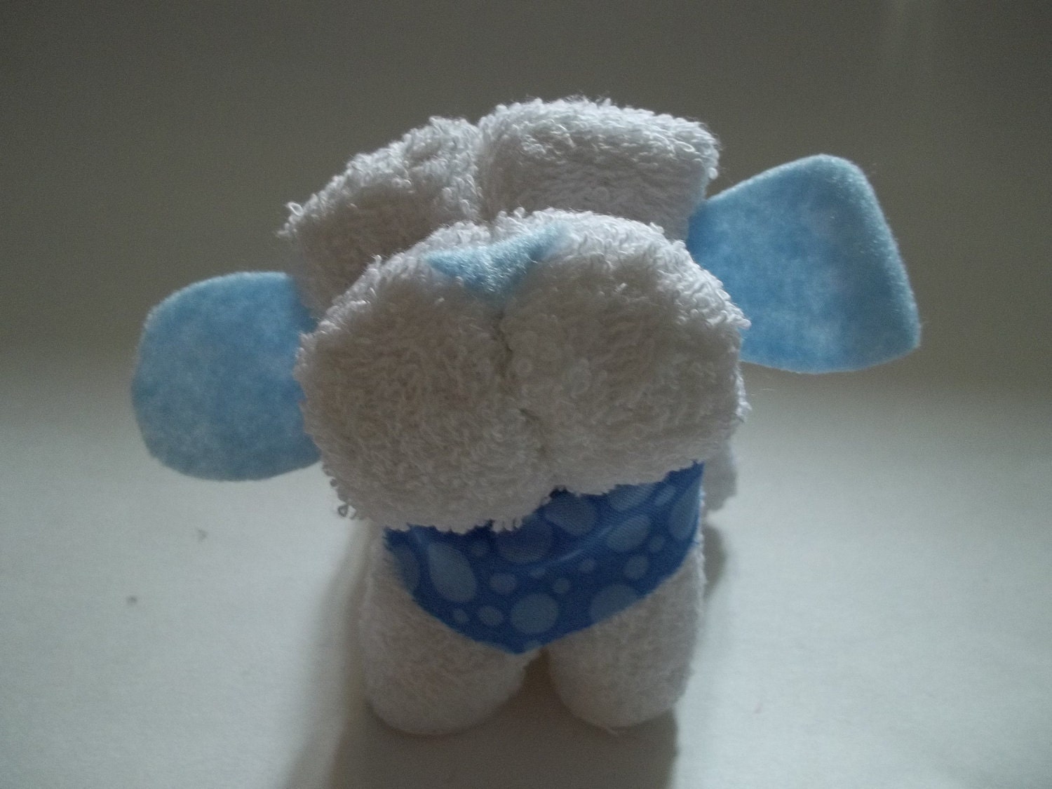 Adopt a Washcloth Doggie Today -It's A Boy with Blue bandana