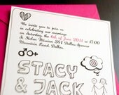 Funny printable Wedding invitation set / couple drawing / DIY file / "You and Me"