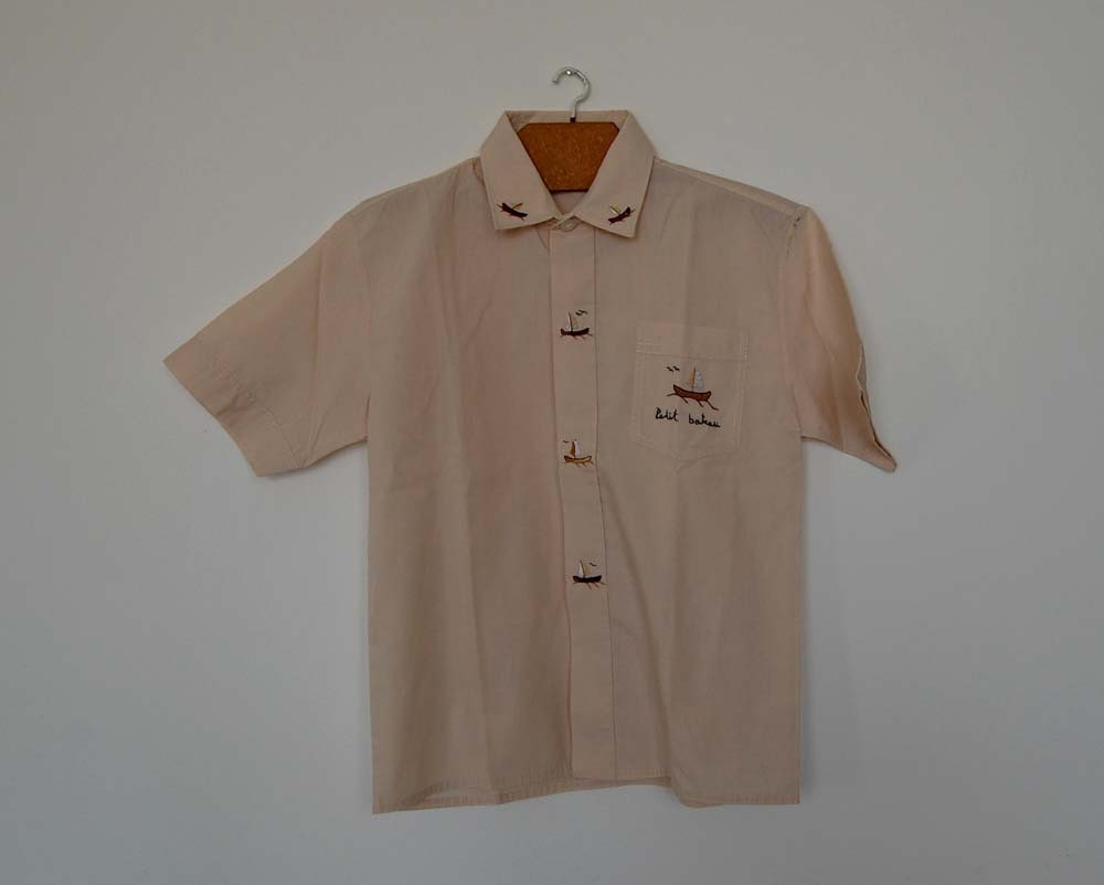 Vintage French Sail Boat Shirt- Size 6 T