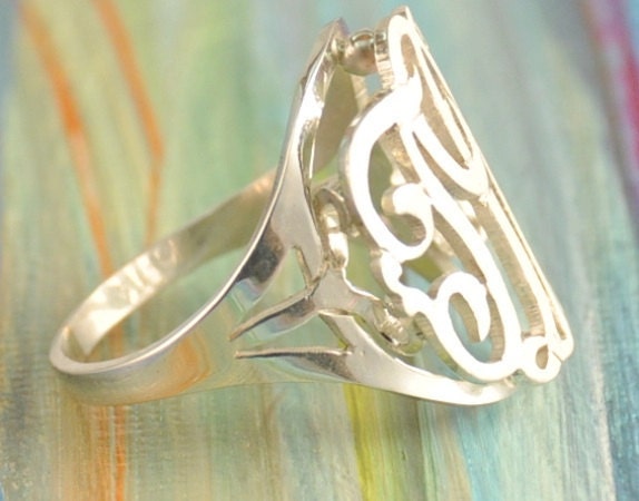 Monogram ring SSR1, sterling silver.