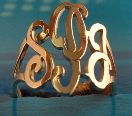 initial monogram ring hand made by US hands ,SSR2 , sterling silver ring.