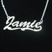 sterling silver 1 1/2 inch  name plate. With 16" chain.