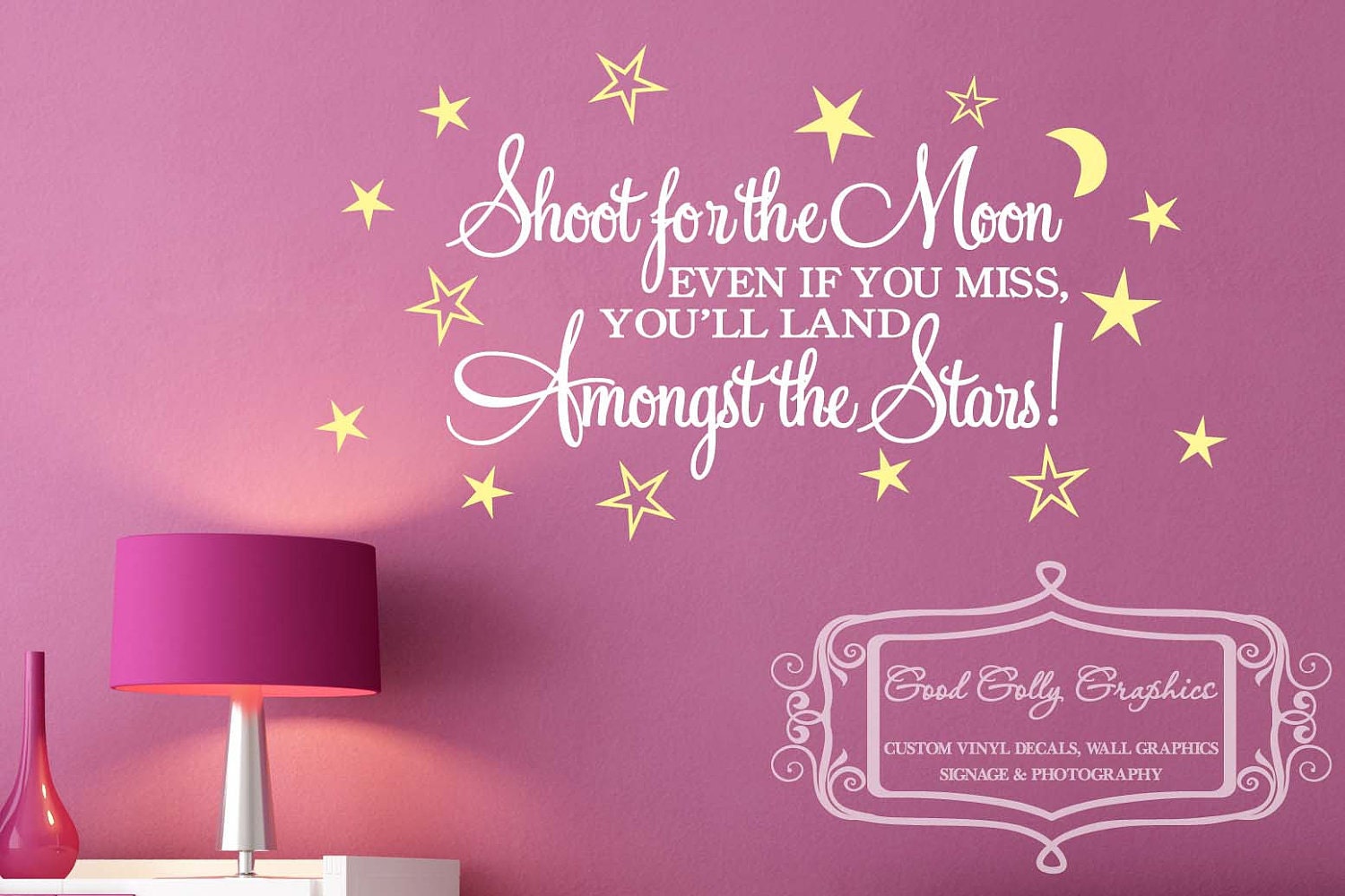 Shoot for the moon vinyl decal Kids room wall graphic