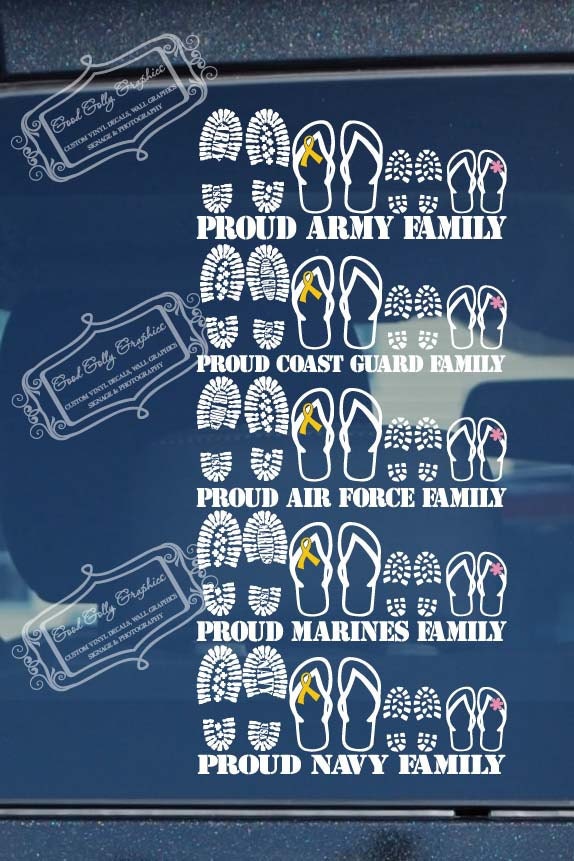 Stick family Proud military family vinyl vehicle decal