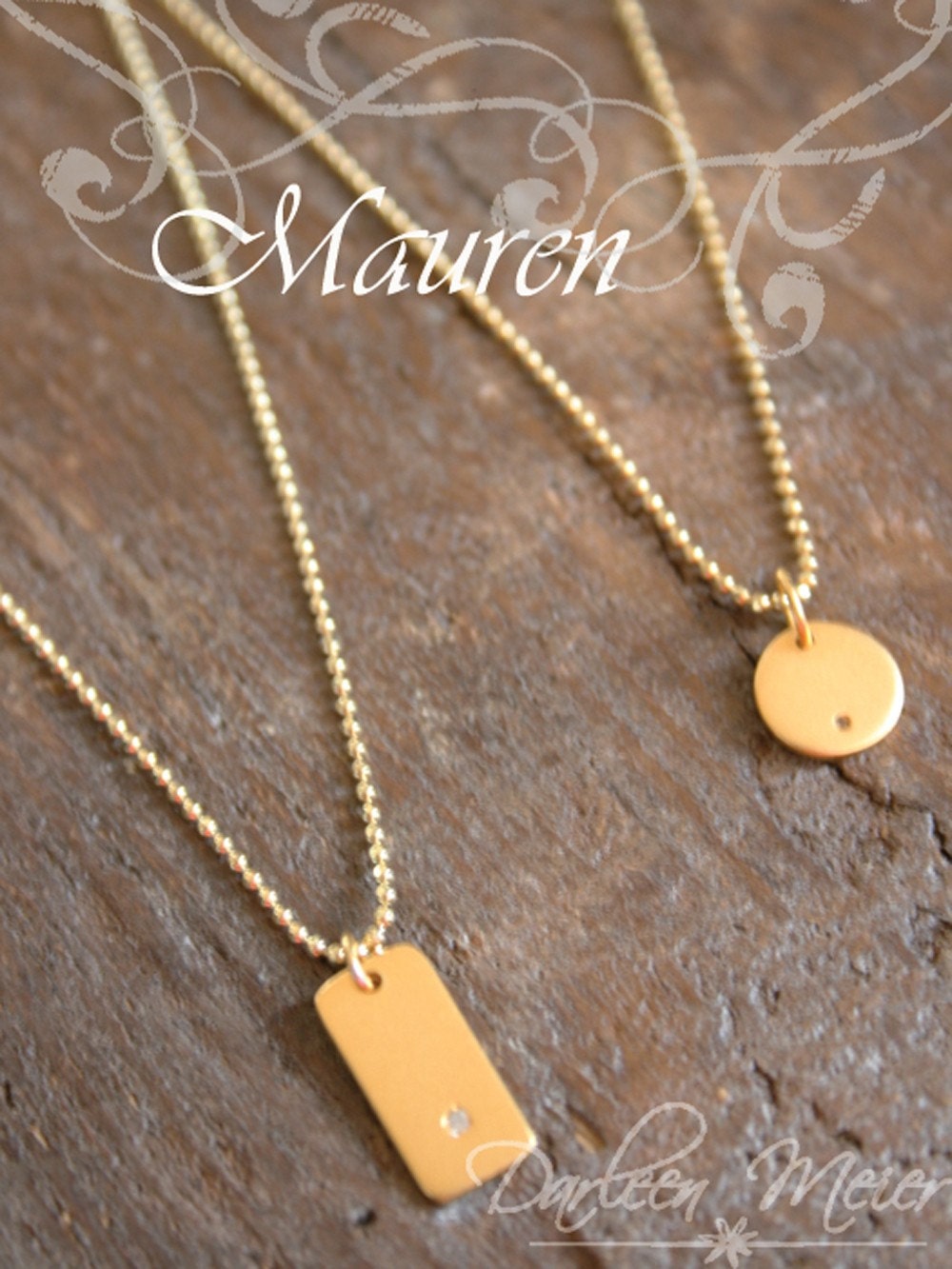 MAUREN Diamond small 24K gold plated Charm Necklace