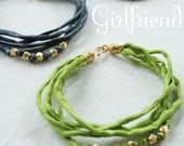 Girlfriend silk cord gold vermeil beads Friendship Bracelets