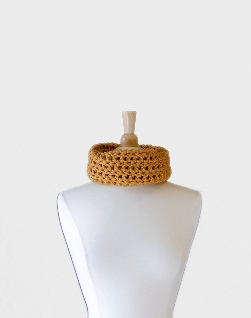 Honey Gold Crochet Neck Warmer, Cozy Winter Ski Accessories