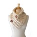 Winter White Fashion Cowl with Double Wooden Toggles, Fall Fashion Accessories