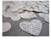 Vintage Wedding Confetti Paper Hearts -500- vintage heart confetti shabby chic wedding favors decor dictionary confetti
