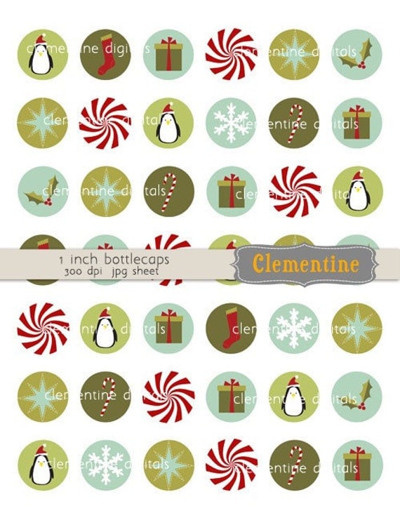 40% OFF SALE -Christmas bottle cap images, bottlecap images, one inch circles, royalty-free, digital collage sheet- Instant Download Il_570xn