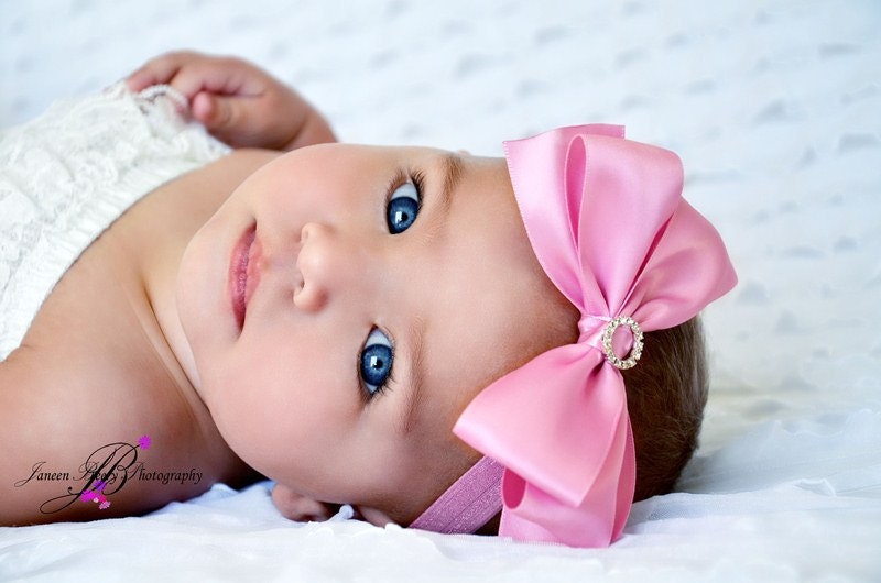 Wild Orchid Pink Sweet Satin Bow - Baby Toddler Child Girls Headband or Clip Hairbow