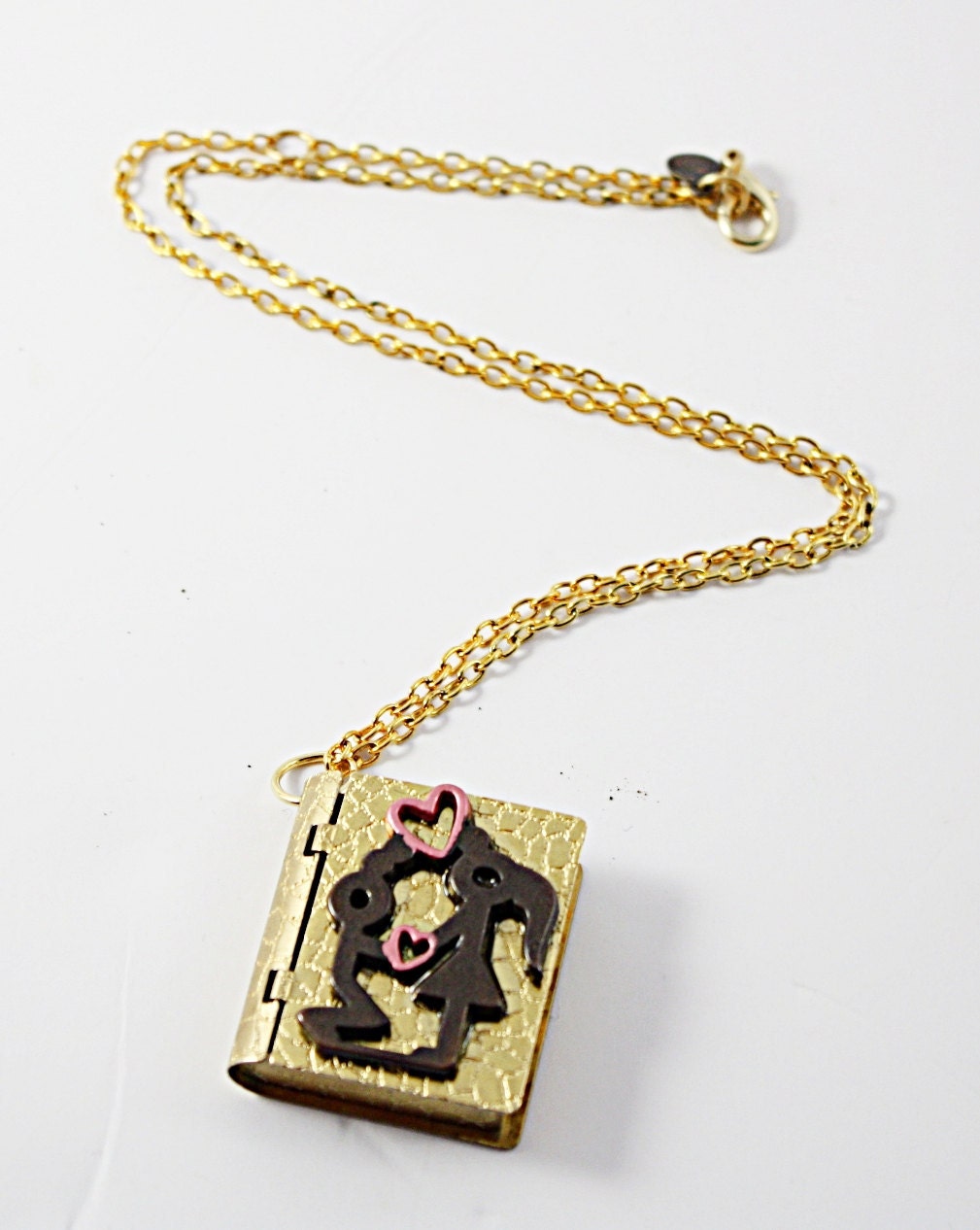 Valentines Love Locket / Proposal Necklace / Personalized Message /  Book Locket  / Proposal couple No. 87