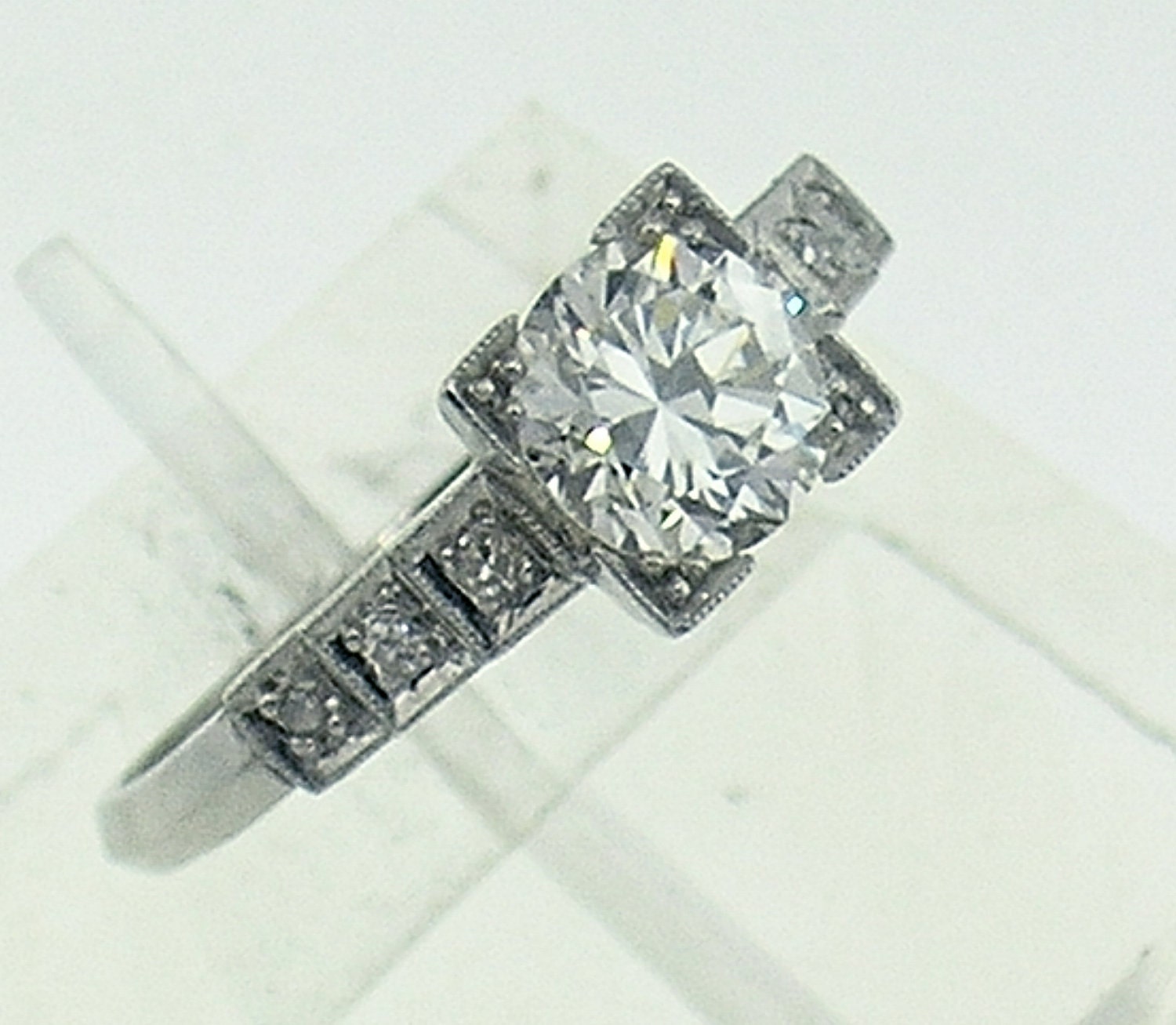 Vintage Art Deco Platinum Diamond Engagement Ring 1.07cts G VS1