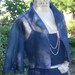 Navy Vintage Inspired Silk Chiffon Organza Bolero, Bridal Shrug made to order