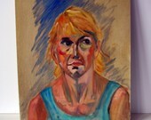 vintage portrait painting- woman with blonde hair