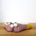 Crochet House Slippers with Felt Pom Pom, Mustard Yellow Pale Lavender