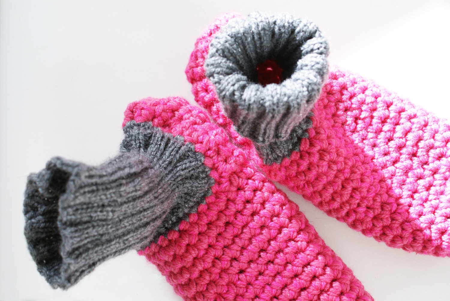 RESERVED for Sarah - Crochet Slippers with Knitted Bootleg