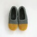 Crochet Slippers in Peanut Butter and Slate Grey