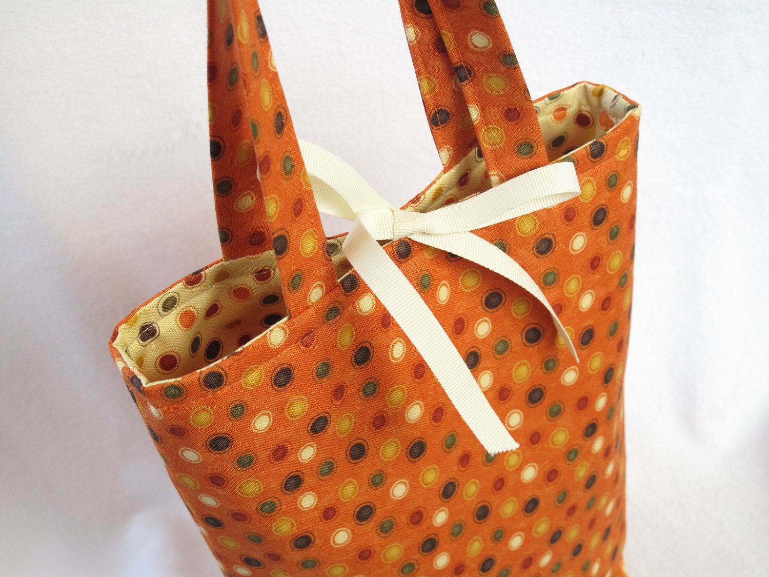 Fabric Gift Bag with Handles Medium - Dots Pumpkin and Autumn Glow from Awesome by Sandy Gervais for Moda
