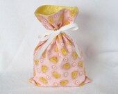 Fabric Gift Bag Itty Bitty - Pink Spring Parade Chicks by Makower for Easter or Spring