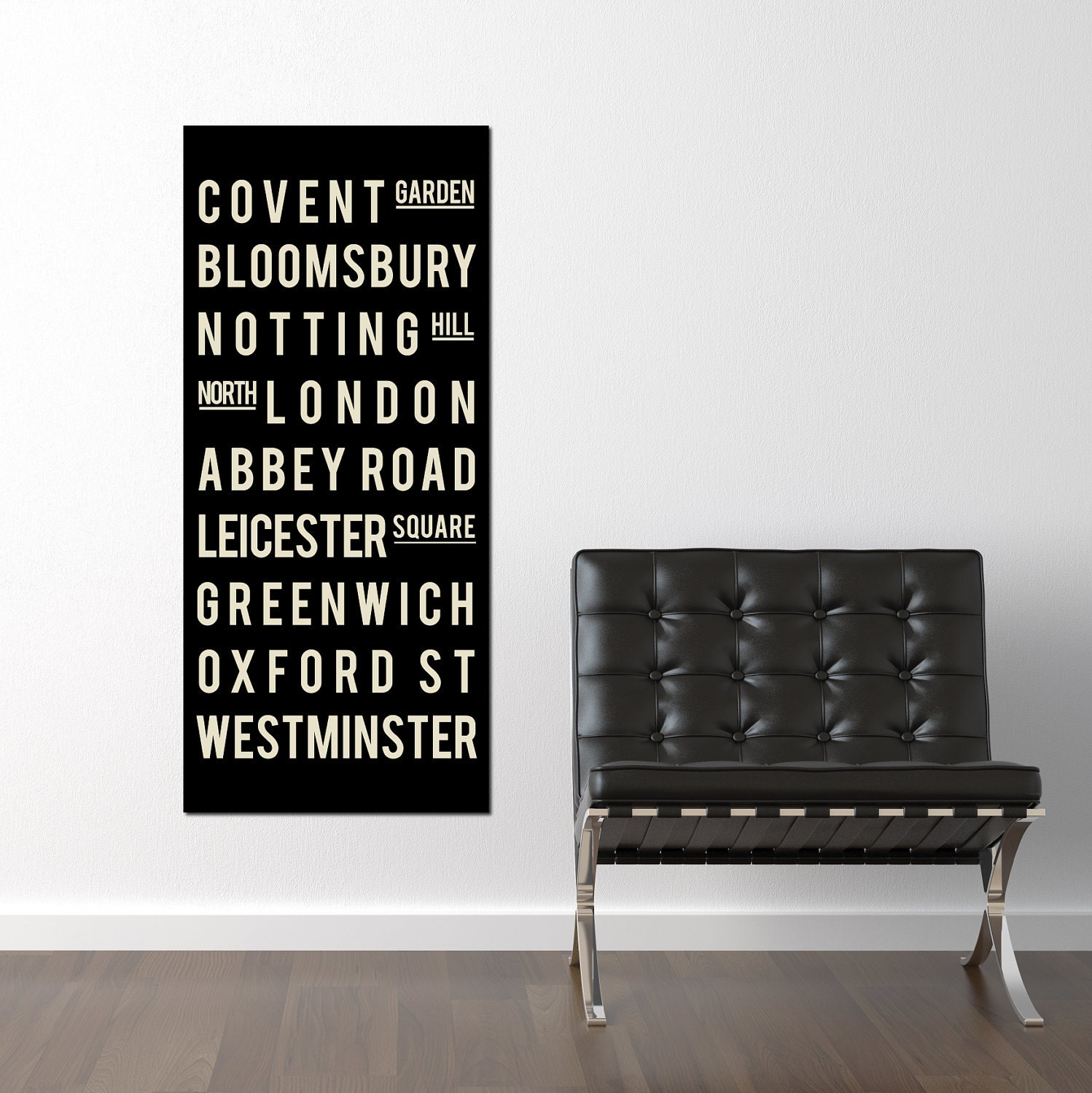 London England Canvas - Subway Sign Art Print - Typography Print - 16x36