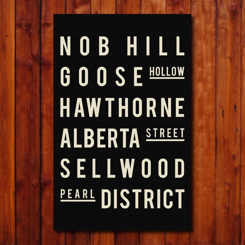 Subway Art - PORTLAND - Typography Print - Set of 3 - 11x17
