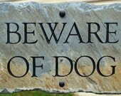 Beware of Dog Sign / CARVED Stone / Fence / Plaque / Dogs / Classy / Tasteful