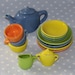 Child Tea Set in Fiesta-Style Colors Stoneware Ceramic Glaze