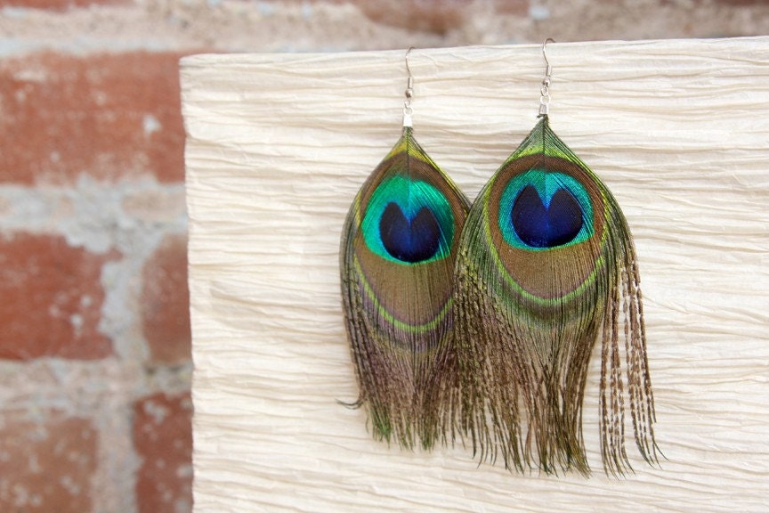 Classic Glam Peacock Feather Earrings
