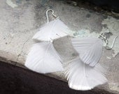 White and Fluffy Tired Turkey Feather Earrings