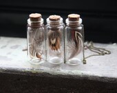 Pheasant Feather Glass Bottle Specimen Pendant
