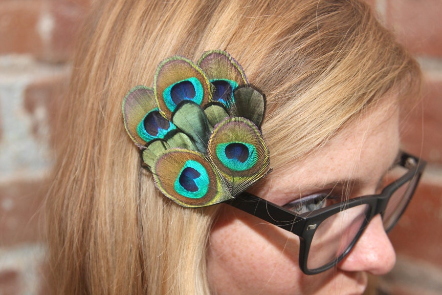 Metallic Lady Amherst Pheasant and Peacock Feather Fascinator Hair Clip