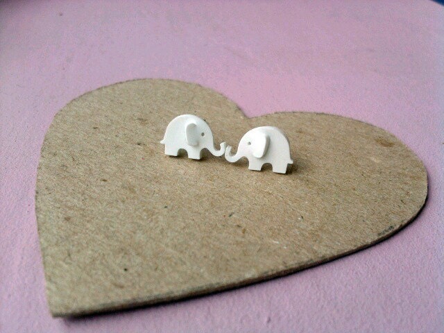 White Elephant Earrings
