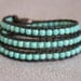 Turquoise magnesite boho beaded leather wrap bracelet, Good Luck elephant, 3 x Wrap bracelet, Chan Luu Style