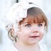 The Lily Flower Headband, Baby Headband, Headband, Girl Headband, Cream and White Rosettes with Silk, Chiffon Flowers and Lace Bow