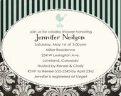 baby boy shower invitation, damask with stripes, argyle or polka dots, DIY printable (item 1238)