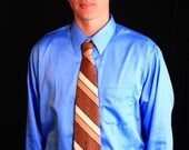 SALE - The Just Fudge It Tie: Brown, Cream & Tan Striped Necktie with Jet Swarovski Rhinestones