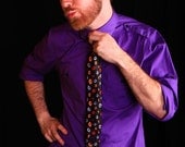 SALE - The Don't Give Me Lip Tie: Black Necktie with Red, Orange and Lavender Lips and Swarovski Rhinestone Kisses