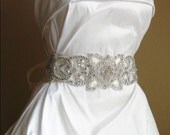 Crystal Sash, Wedding Sash, Bridal Sash, Rhinestone Sash - Ivory Vintage Inspired