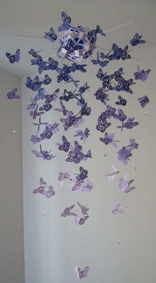 Chandelier Monarch Butterfly Mobile - purple