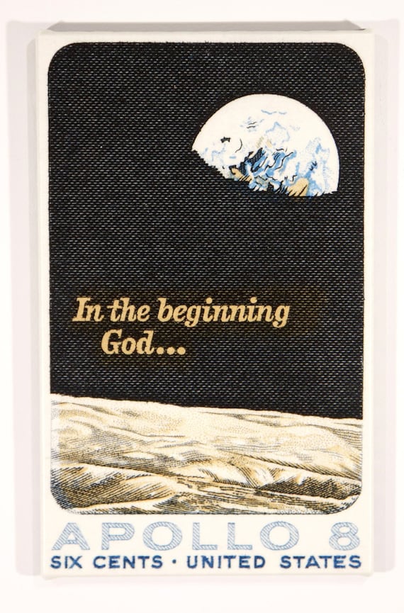 1969 Apollo 8 In the Beginning God...  US Postage Stamp Enlarged on Canvas