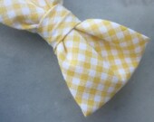 Yellow Gingham Bow Tie for boys - clip on
