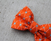 Bow Tie for boys in Orange and teal argle stars - clip on